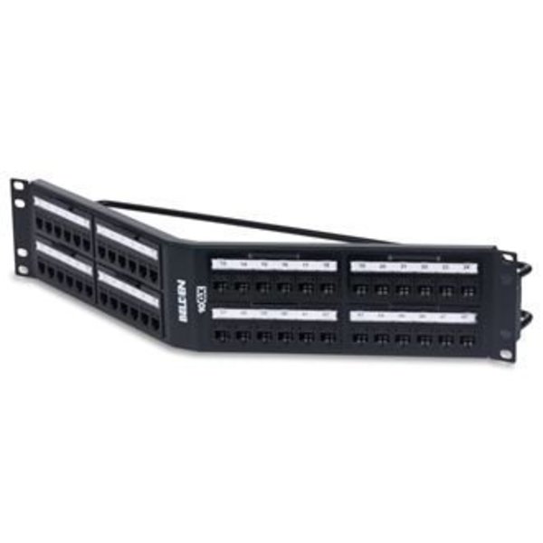 Belden 48-PORT ANGLED PATCH PANEL 2U, 10GX, LOADED, BLACK, REVCONNECT RVAPPA2U48BK